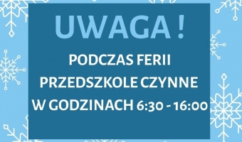 Godziny otwarcia podczas ferii